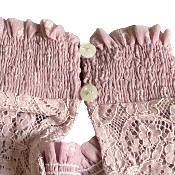 Promesa High Neck Textured Blouse With Bell Sleeve-Dusty Pink-Size Small-GUC - Picture 9 of 9